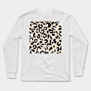 Black, White and Cream and Leopard Print Long Sleeve T-Shirt